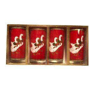 Culver Highball Glasses Ducks 22k Gold Trim Paint Shammed Set of 4 Original Box